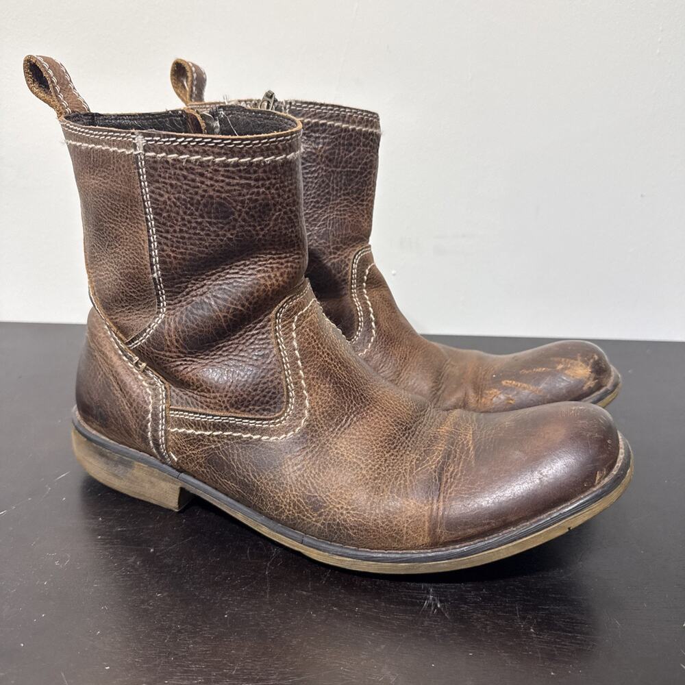 Men’s Roan Sz 10 Leather Crown Greenland Zip Up Boot Distressed‎